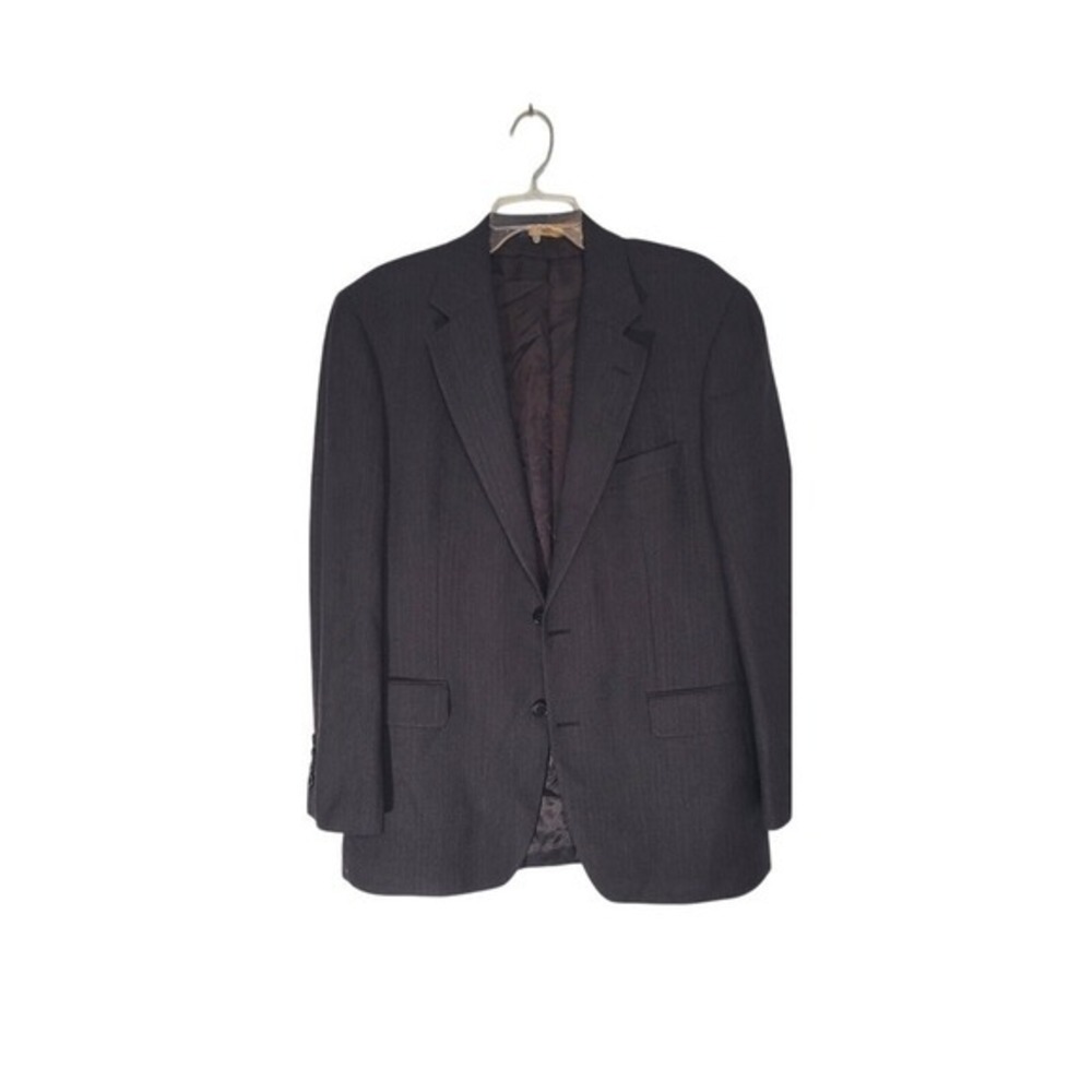 Brooks Brothers Stretch‎ 346 Black Pinstripe Suit Jacket Double Button Size 40R